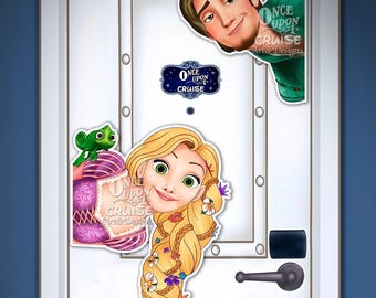 Disney Wish Cruise Inspired Digitally Painted Tangled Flynn & Princess Rapunzel Couple Art Disney Magnet - Door Decorating!