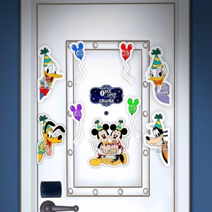 Disney Cruise Disney Classic Fab 5 Birthday Mickey, Minnie, Pluto, Donald, Goofy & Daisy Art Disney Magnet - Door Decorating!
