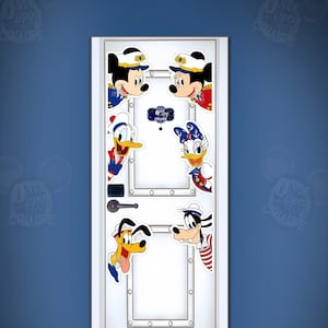Disney Cruise DCL Cruisers Mickey, Minnie, Donald, Goofy, Pluto & Daisy With Life Preserver Disney Magnet - Disney Cruise Magnet