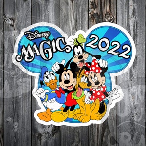 DCL Magnet Mickey, Minnie, Pluto, Goofy & Donald Fab 5 Disney Cruise Personalized 8&quot; and 5&quot; Magnets -Stateroom Door Decor, Fish Extender