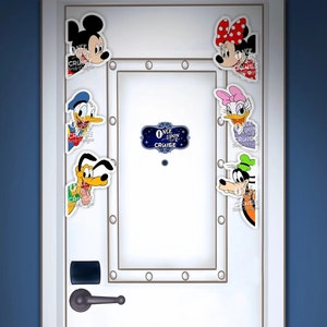 Disney Cruise Disney Classic Fab 5 Mickey, Minnie, Pluto, Donald, Goofy & Daisy Art Disney Magnet - Door Decorating!