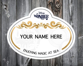 Custom DCL Cast Member Inspired Name Tag Magnet Disney Cruise Personalized 8" and 5" Magnets - Disney Cruise Magnet, DCL Magnets