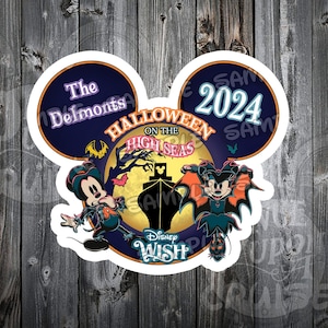 NEW Halloween On The High Seas Mickey & Minnie Mouse Disney Cruise Personalized 8&quot; and 5&quot; Magnets - Decorate Your Stateroom Door!