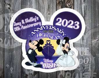 DCL Disney Cruise Magnet Mickey & Minnie Mouse Wedding Anniversary Honeymoon Disney Cruise Line Personalized 8" and 5"  -Cruise Magnets