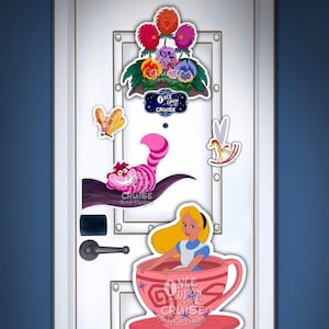 Disney Inspired Alice In Wonderland Cheshire Cat & Flowers Large Painted Characters For Disney Cruise Line Stateroom Door Decorating!