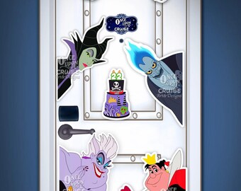 Disney Inspired Villainous Birthday Celebration Hades, Ursula, Red Queen & Maleficent  For Disney Cruise Line Stateroom Door Decorating!