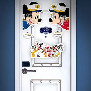 Disney Inspired Captain Mickey & Minnie with Pluto, Goofy, Donald and Daisy Characters For Disney Cruise Line Stateroom Doors!