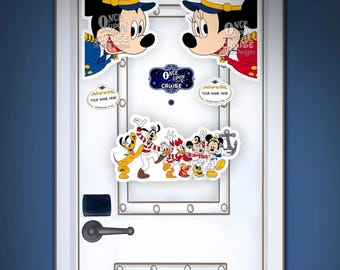 Disney Inspired Captain Mickey & Minnie with Pluto, Goofy, Donald and Daisy Characters For Disney Cruise Line Stateroom Doors!