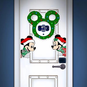 Disney Wish Cruise Holiday Package Painted Very Merry Christmas Mickey, Minnie & Wreath Inspired Art Magnets For Your Stateroom Door!