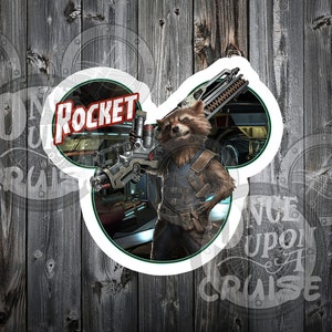 Disney Cruise Line Guardians Of The Galaxy Rocket Raccoon Inspired DCL Mickey Shaped Magnet - Perfect For Decorating Your Stateroom Door!