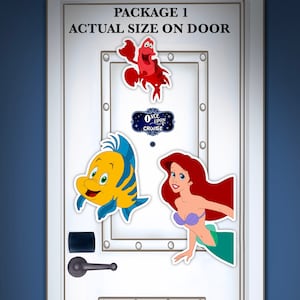 Disney Inspired Extra Large Little Mermaid Ariel, Flounder & Sebastian Painted Characters For Disney Cruise Line Stateroom Door Decorating!