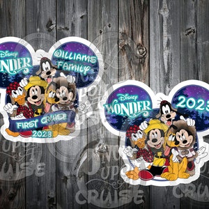 DCL Fab 5 Mickey, Minnie, Pluto, Donald, Goofy Disney Alaskan Cruise Personalized 8&quot; & 5&quot; Magnets - Door Decor Fish Extenders! Disney Magnet