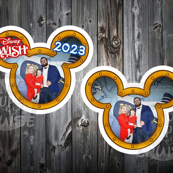 WATERPROOF DCL Mickey Shaped Porthole Frame Disney Cruise Personalized 8" and 5" Magnets -For Decorating Your Stateroom Door!