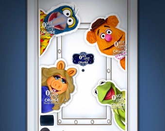 Disney Wish Cruise Jim Henson The Muppets Kermit, Miss Piggy, Gonzo and Fozie Inspired Art  Disney Magnet -For Decorating Stateroom Doors!