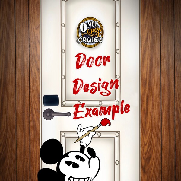 Exemple de conception de porte PERSONNALISÉE pour de grands personnages peints inspirés de Disney pour une décoration de porte de cabine de ligne de croisière Disney et des rallonges de poisson !