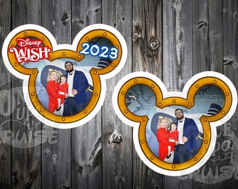 DCL Mickey Shaped Porthole Frame Disney Cruise Personalized 8" and 5" Magnets -Decorating Stateroom Door Decor, Disney Cruise Magnet