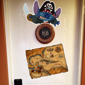 Disney Inspired Pirates Of The Caribbean Pirate Map Magnet Personalized Map-Disney Cruise Line Stateroom Door Decor or Fish Extender Gifts!