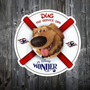 Disney Cruise Line Magnet Dug From Pixar Up Service Dog Personalized 8&quot; and 5&quot; Magnets -Stateroom Door Decor, Disney Cruise Magnet, DCL