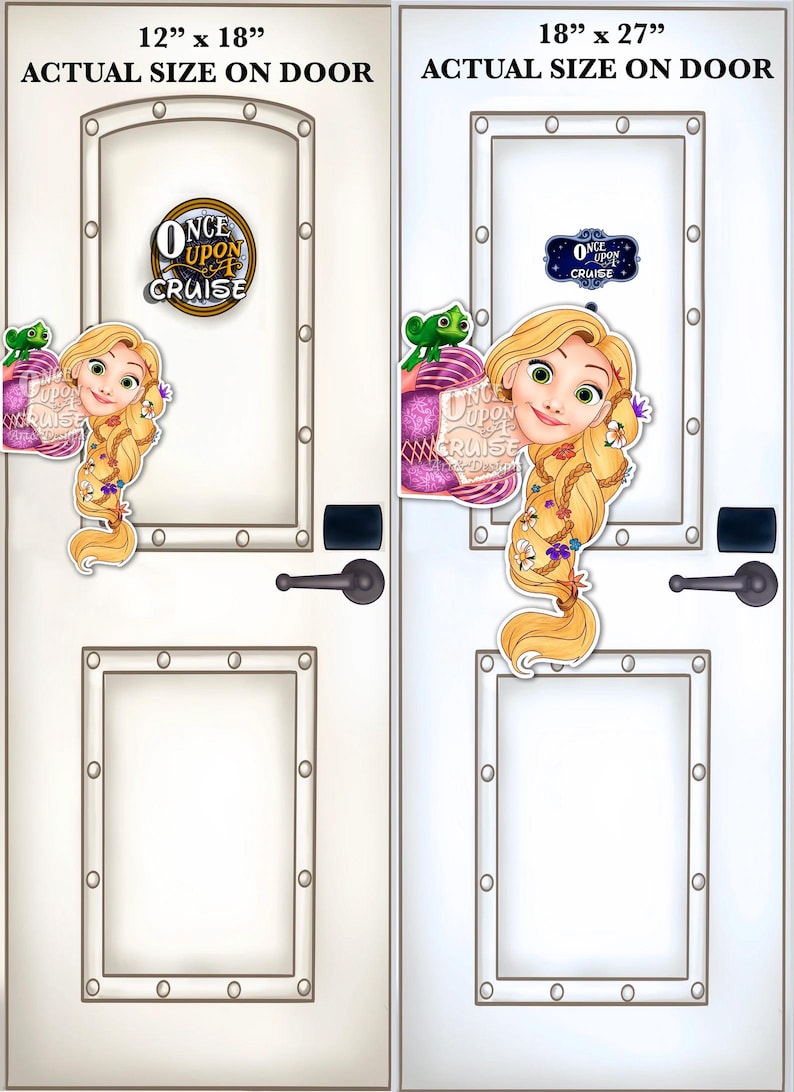Disney Wish Cruise Inspired EXTRA Large and Large Digitally Painted Tangled Princess Rapunzel Art Disney Magnet - Door Decorating! image 3