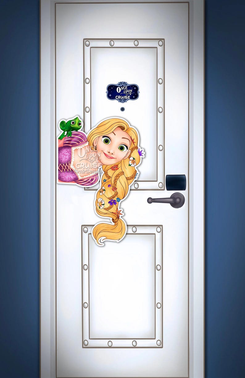 Disney Wish Cruise Inspired EXTRA Large and Large Digitally Painted Tangled Princess Rapunzel Art Disney Magnet - Door Decorating! image 1