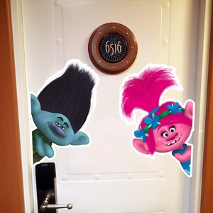 Dreamworks Inspired Extra Large Trolls Poppy And Branch Painted Characters For Disney Cruise Line, Carnival Cruise ETC. Door Decorating!