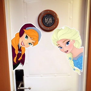 Disney Inspired Extra Large Painted Frozen Anna And Elsa Characters Perfect For Disney Cruise Line Stateroom Door Decorating!