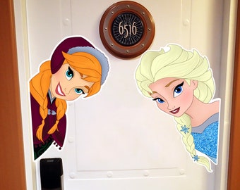 Disney Inspired Extra Large Painted Frozen Anna And Elsa Characters Perfect For Disney Cruise Line Stateroom Door Decorating!