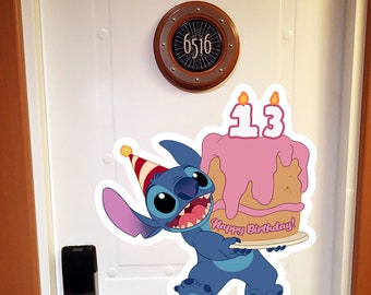 Disney Inspired Lilo And Stitch Birthday Personalized Extra Large Painted Characters For Disney Cruise Line Stateroom Door Decorating!