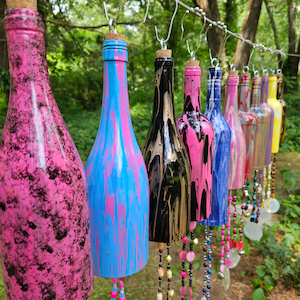 Wine Bottle Wind Chimes for Outdoors Upcycled and Hand Painted Gift image 8