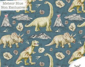 Cretaceous Dinosaurier Dino Seamless Digital Fabric Design Nicht-Exklusive Meteor Blau