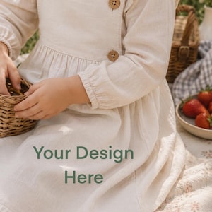Procreate Kids Clothing Mockup | Seamless Pattern Mockup | Children’s Girls Pinny Pinaforth Dress Mockup Picnic