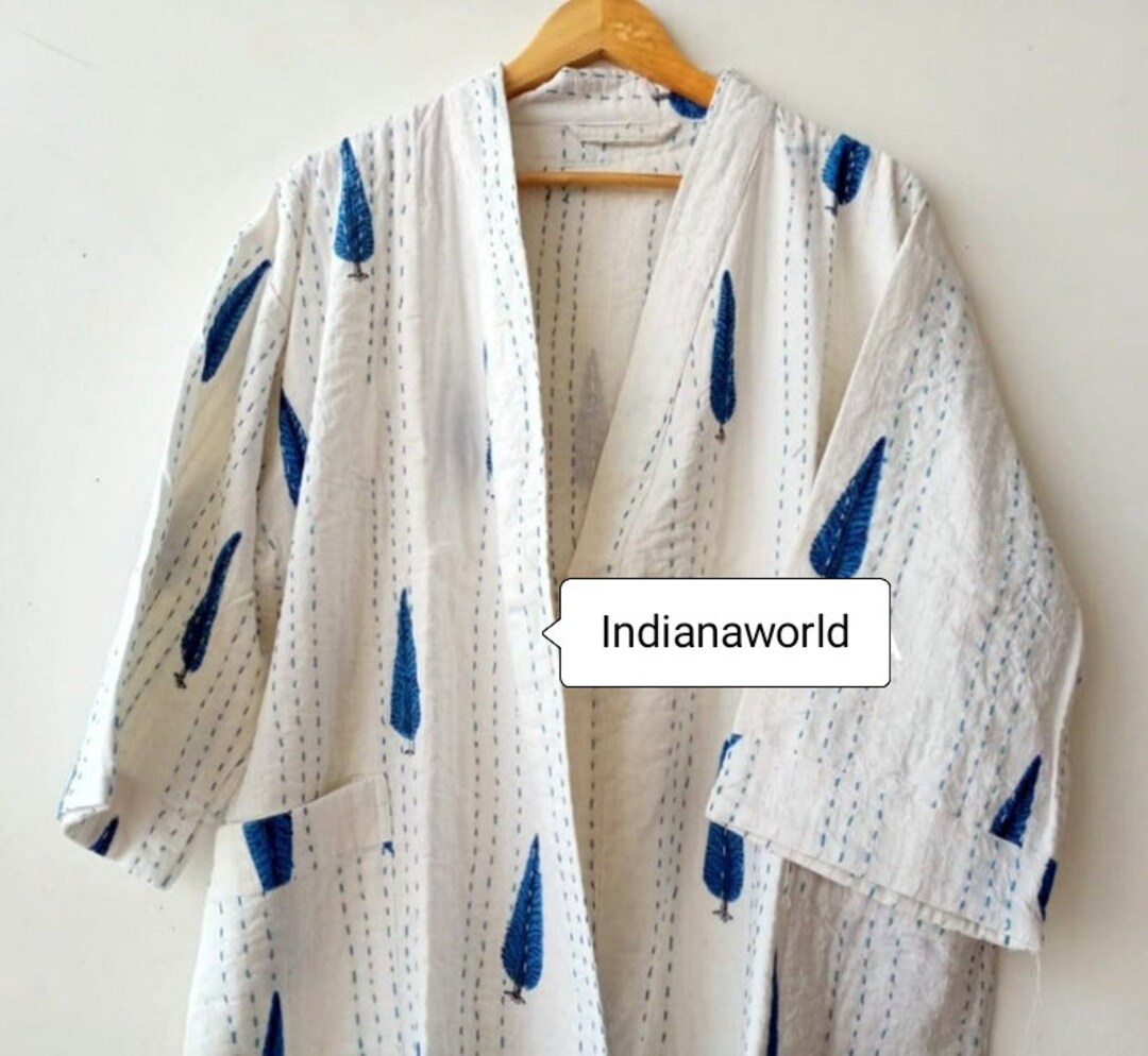 Bath Robe100% Cotton Indian Ajrag Patchwork Handmade Kantha - Etsy