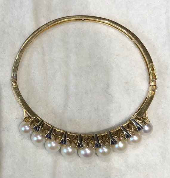 Bracciale rigido con perle e zaffiri - image 4