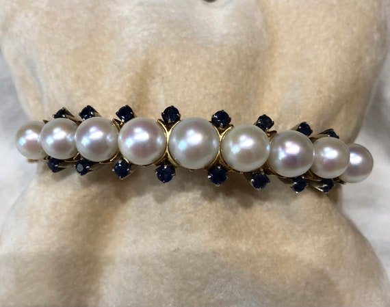 Bracciale rigido con perle e zaffiri - image 3