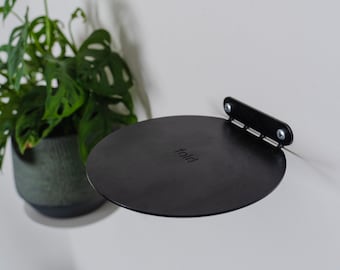 Befold Regal rund, 16cm, Schwarz | minimalistische, schwebende, unsichtbare Wand-/Wandregale aus Stahl für Pflanzen, Ornamente oder Bücher