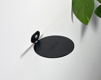 Etagère Befold ronde, 9cm, noir | étagères murales/murales en acier minimalistes, flottantes, invisibles pour petites plantes ou ornements