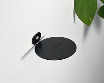 Estante Befold redondo, 9 cm, negro | estantes de pared/pared de acero minimalistas, flotantes, invisibles para plantas pequeñas u ornamentos