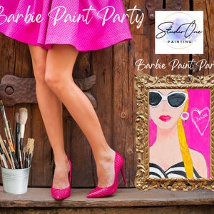Barbie 11x14 Canvas Kit! Host a DIY paint party at Home! Sip & paint! Includes Painting supplies and Video! Great for Beginners!