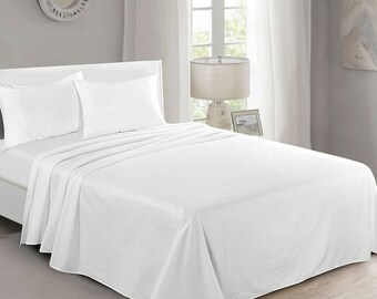Hotel Quality100% Egyptian Cotton 200TC Fitted Sheet Single 4ft Small Doubl King 