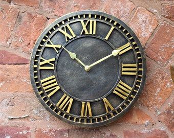 Rustic Brown Garden Outdoor Clock for Hanging on a Wall