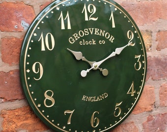 Green Wall Clock For Outdoor & Indoor - Church Clock - Hand Painted Green Clock