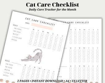 Lista de verificación para el cuidado de gatos: Tabla de tareas para mascotas (Descarga digital)