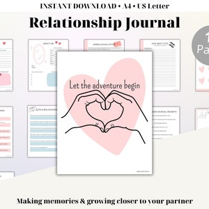 Relationship Journal, Love Language, Dating Bucket list, Date night ideas, Relationship Prompts,  Love journal, Print at home, A4, US letter