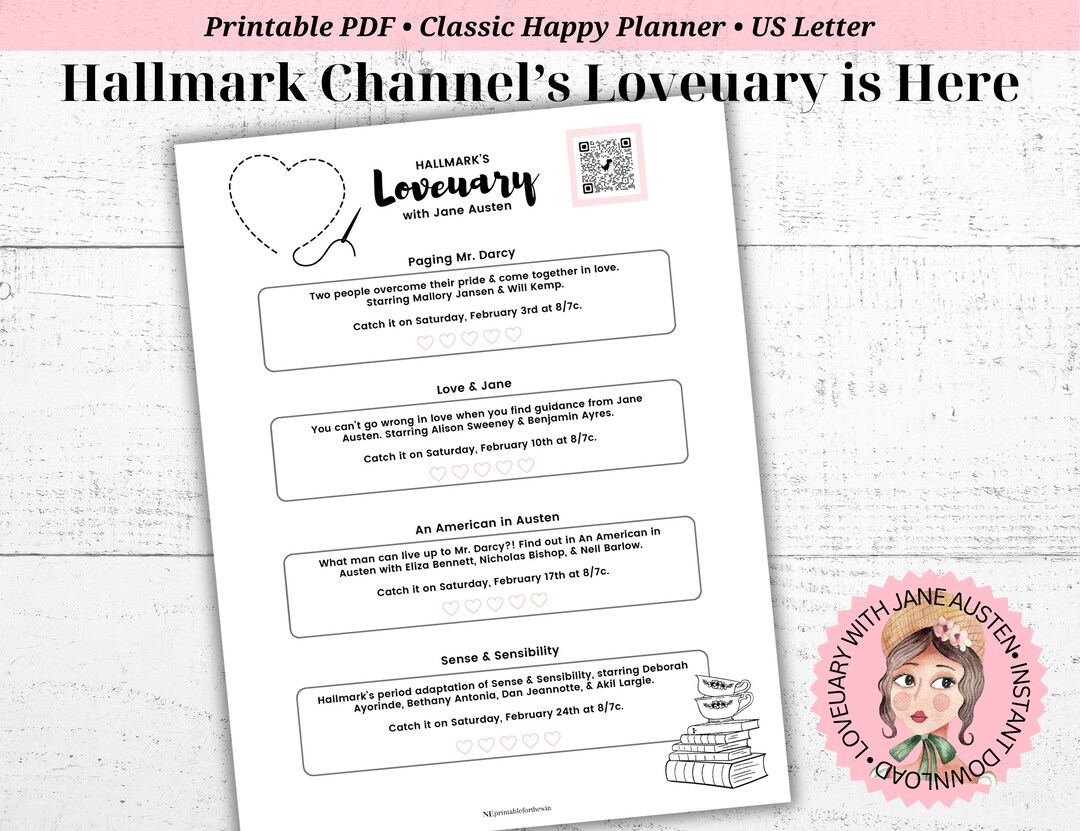 Hallmark Loveuary 2025 Schedule Printable Checklist Etsy