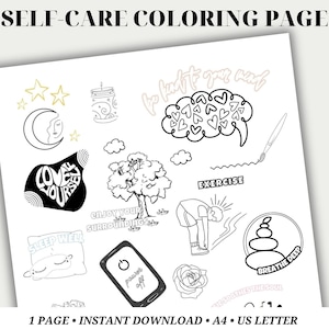 Self-care Coloring Page Printable, Mindfulness Coloring, Adult Coloring ...