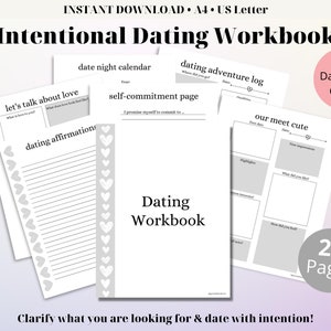Intentional dating workbook, Self improvement printable, Dating and Relationship planner, Self-care for relationships, Gifts for singles