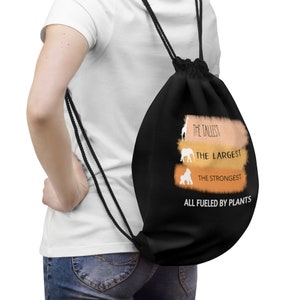 Fueled By Plants Black Drawstring Bag