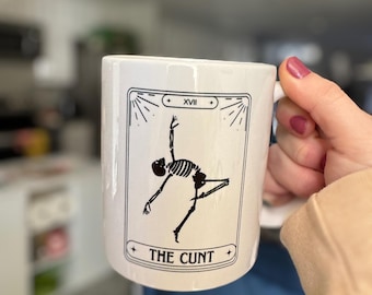 Die Cunt Tarot Karte Kaffeetasse, lustige unangemessene Keramiktasse, humorvolles Geschenk
