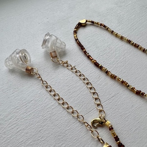 Beaded Earplug Jewelry, 14k Gold Hardware, Festival Necklace, Rave Hearing Protection Safety Cord
