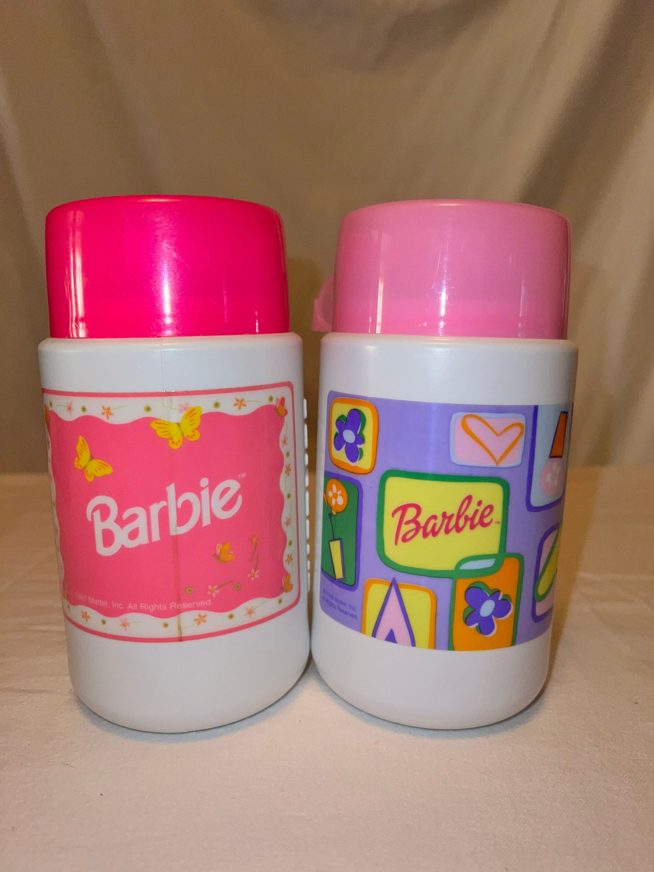 Barbie Thermos 8oz Lunch Box Barbie Thermos Model 3700 Mattel 2001 Blue &  Pink
